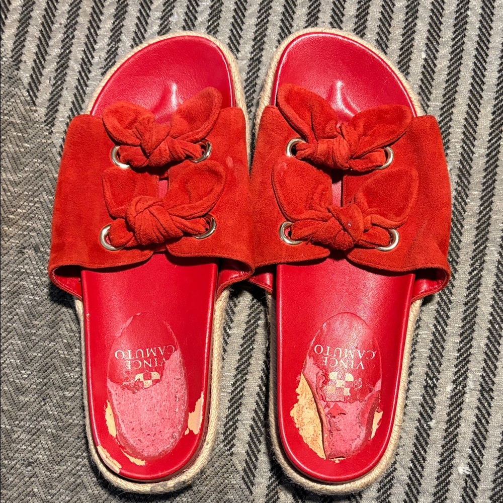 Vince Camuto Bold Red Knotted Slide Sandals